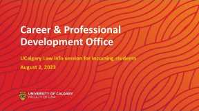 Career & Professional Development Office info session for incoming students