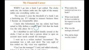 Class 9, Eng, Unit4, 4.4, My Financial Career, Complete explanation with answers in Description box.