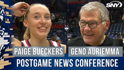 Paige Bueckers and Geno Auriemma react to Bueckers' 2,000th career point at UConn | SNY