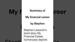 My Financial Career Summary