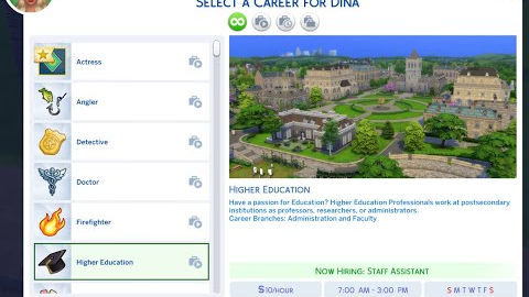 KiaraSims4Mods - Higher Education Career