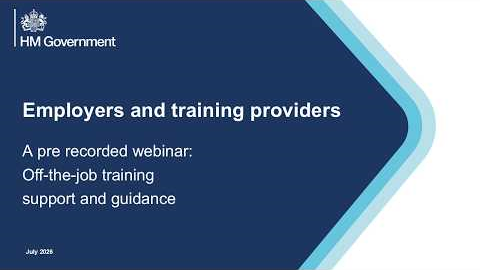 Employers and training providers: Off-the-job training support and guidance