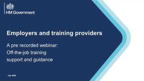 Employers and training providers: Off-the-job training support and guidance